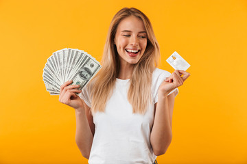 Portrait of a happy young blonde girl