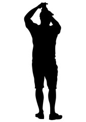 Man with a camera on white background