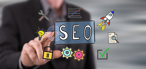 Man touching a seo concept