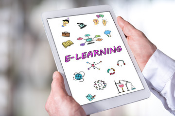 E-learning concept on a tablet