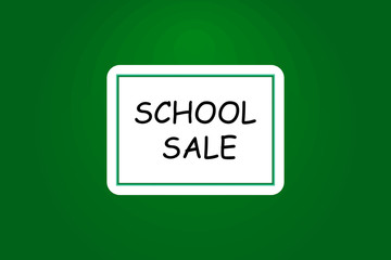 School sale banner with line icon on blackboard. Design template for banner, poster. Vector illustration
