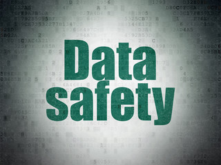 Data concept: Painted green word Data Safety on Digital Data Paper background