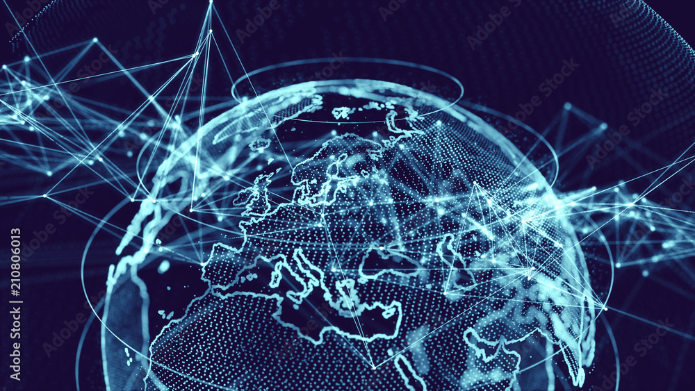 Aufkleber global communication network concept.