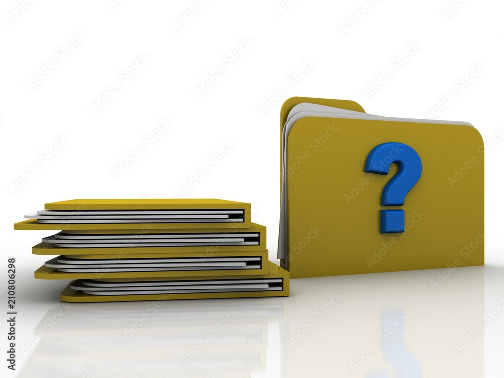 Poster 3d rendering file folder with question symbol
