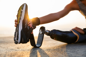 Cropped image of disabled athlete woman
