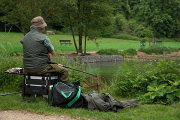 freshwater coarse fishing for common bream in lake