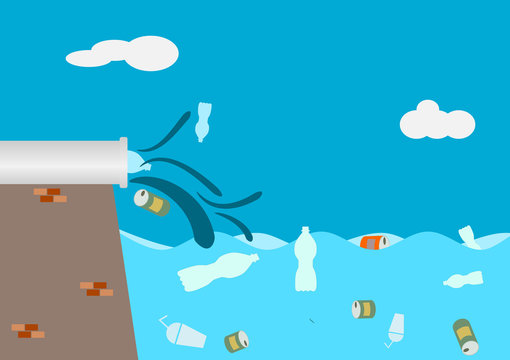 waste in the sea or ocean .Illustration vector.