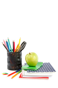 School, office supplies isolated on white background