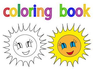 vector, book coloring sun