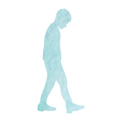  blue watercolor silhouette boy, child