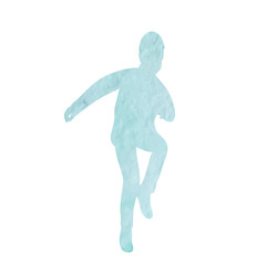  blue watercolor silhouette boy, child