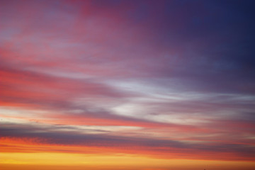 evening sky over the city, colorful stripes