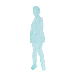 vector, isolated, blue watercolor silhouette boy