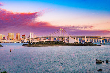 View of Tokyo Bay , Rainbow bridge.