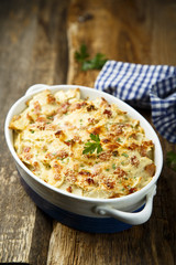 Homemade ham and cheese pasta bake