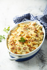 Homemade ham and cheese pasta bake