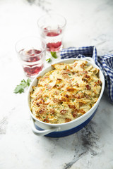 Homemade ham and cheese pasta bake