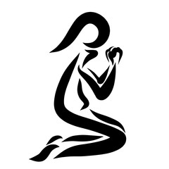 Abstract image of a man humbly praying on his knees