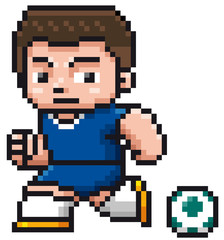 Obraz premium Vector illustration of Cartoon Soccer player - Pixel design