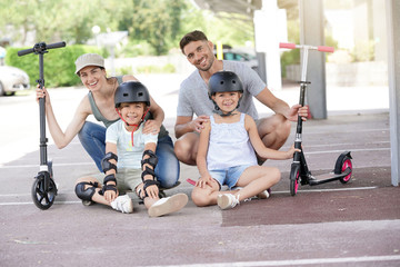 Family of 4 enjoying recreational riding day