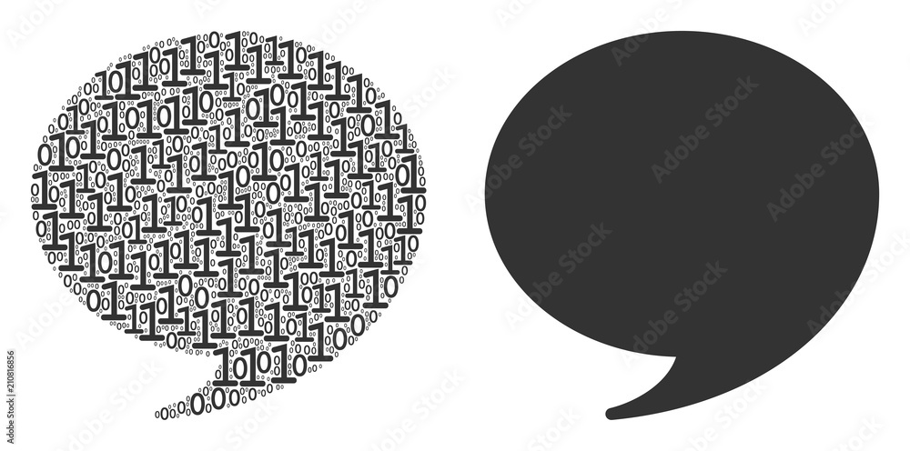 Poster quote collage icon of one and zero digits in random sizes. vector digit symbols are formed into quot