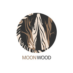 Template  for the brand moon wood company , wood factory, wood carvers, wood floor, shop, bar. Element for design Business card, banner, pattern, brochure template.