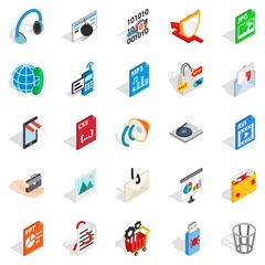 Files icons set. Isometric set of 25 files vector icons for web isolated on white background