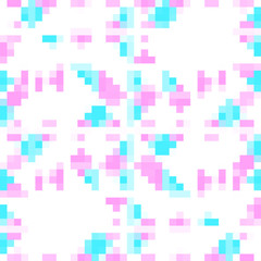 Pink and blue geometric pattern on white background