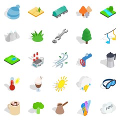 Cozy place icons set. Isometric set of 25 cozy place vector icons for web isolated on white background