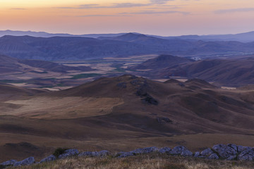 Sunrise in the mountains of Gobustan