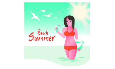 Obraz na płótnie Canvas girl in swimsuit bikini, hello summer, holidays on the beach, sexy girl in bikini.
