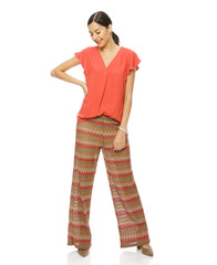 Beautiful female model posing in summer dress