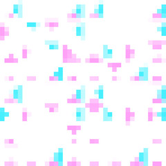 Pink and blue geometric pattern on white background