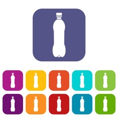 Bottle icons set vector illustration in flat style in colors red, blue, green, and other