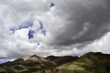 Cloudy mountains of the Andes.