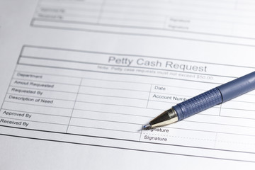 Petty cash request. Business document. Cash request paper.