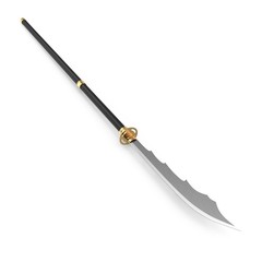 Japanese Samurai Naginata Yari Sword on white. 3D illustration