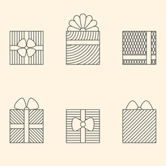 Set of minimalistic linear gift boxes