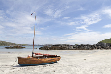 Sailboat beached at Valtos Isle of Lewis