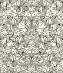 Detailed linear engraving abstract floral pattern