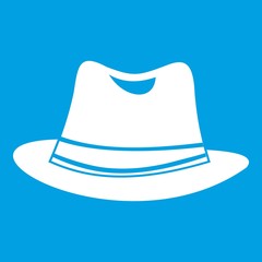 Hat icon white isolated on blue background vector illustration