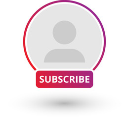 Pink subscribe web icon isolated on white.