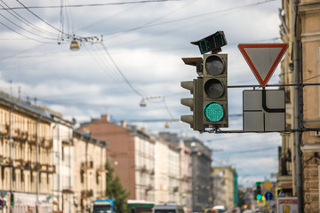 Traffic light on green,