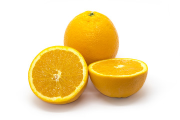 Image of Fresh orange fruits with slices isolated on white background. Fruit. Food.