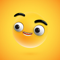 Highly detailed happy emoticon, vector illustration