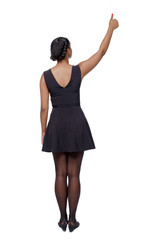 Back view of a black woman showing thumb up.