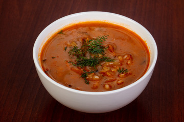 Russian traditional soup Rassolnik