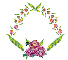 Greeting card with bouquet flowers for wedding, birthday and other holidays.  floral angle.