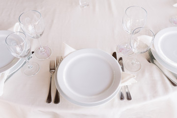 Beautiful cutlery on the wedding table