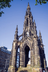 Fototapeta na wymiar The Scott Monument, Princes Street, Edinburgh, Scotland, UK. A Victorian Gothic monument to Scottish author Sir Walter Scott.